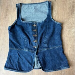 Madewell size L Denim Button-Front Tank Vest - Dark Blue